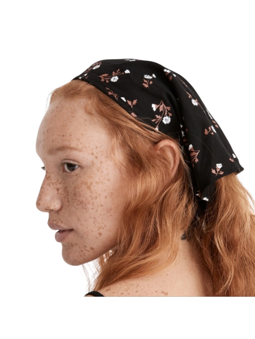 Madewell Florentine True Black Floral Hair Head Scarf